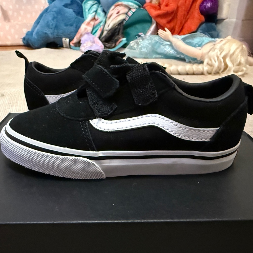 Vans Kids Black and White Velcro Sneakers